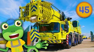 Gecko Meets A Real Crane  Geckos Real Vehicles  Construction Trucks For Children [upl. by Aleicarg688]