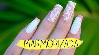 DECORAÇÃO DE UNHAS MARMORIZADA  Ideia Rosa [upl. by Etnovert]