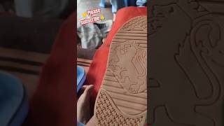 Pasting and stitching Red tape shoes [upl. by Yadahs681]