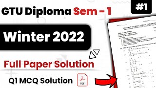 GTU Diploma Sem 1 Paper Solution  Winter 2022  24 February 2023 Exam Date Paper Solution IMP 2024 [upl. by Adriaens]