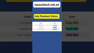 Sassa July Payments Dates shortsfeed [upl. by Neehs]