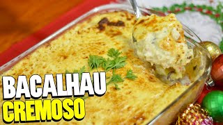 RECEITA DE BACALHAU CREMOSO COM BATATA  Fricassê de bacalhau fácil [upl. by Arikat]