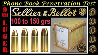 SELLIER amp BELLOT 9mm Luger Phone Book Penetration Test  100 115 124 amp 150 Grains  9mm ammo [upl. by Nibbor977]