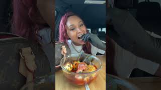 A Whole Lobster Tail SEAFOOD BOIL Mukbang in the Car mukbang queenbeast foodie seafood lobster [upl. by Aiblis]