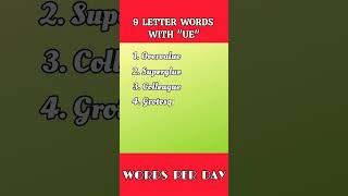 Common 9 letter words ending with quotUEquot englishlearners englishlearning youtubeshorts [upl. by Leeth]