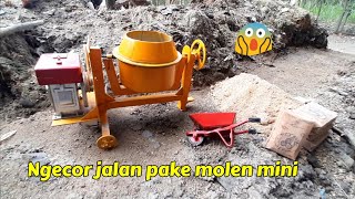 Ngecor jalan pake miniatur mesin molen cor dari pvc paralon [upl. by Fusuy]