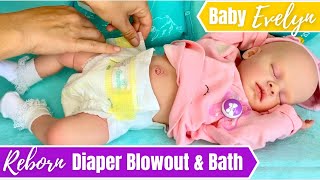 Reborn Baby Diaper Blowout Bath amp Nap Routine With My Beautiful Full Vinyl Reborn Baby Evelyn [upl. by Aikrehs]