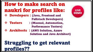 How to find exact profiles on naukricom for IT positions such as Developers Testers amp Architects [upl. by Cherry770]