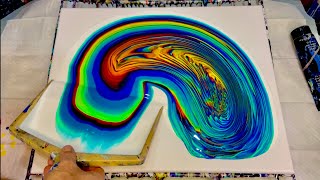 Acrylic Pouring Fluid Art  2 Painting Techniques Using A Dustpan [upl. by Einhorn490]