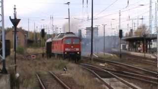 Ausfahrt BR 232 6684 aus Hoyerswerda Bahnhof Richtun Görlitz  Horka mit Schublok BR 298 3260 [upl. by Casie]