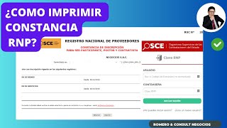 Sencillo y Rápido Aprende Cómo Consultar o Imprimir tu Constancia RNP para vender al estado [upl. by Tybi807]