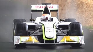 Rubens Barrichello drives Brawn GP F1 at Goodwood Festival of Speed  BGP 001 Formula 1 Car [upl. by Ck]