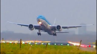 Dangerous Takeoff B777 Moments of Fear Defying the Wind [upl. by Hnamik]