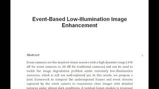 Event Based Low Illumination Image Enhancement [upl. by Adnwahs931]