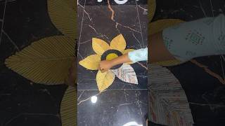 Beautiful Golden Leaves Wall Decor Craft using Cardboard short reel viral youtubeshort trending [upl. by Airdnaz]