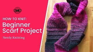 How to Knit a Simple Scarf for Beginners with one skein of Lion Brand Scarfie yarn [upl. by Adon609]