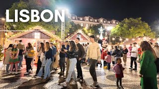 A November Afternoon on a Crowded Christmas Market in Lisbon PORTUGAL [upl. by Aicener7]