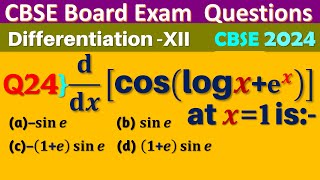 Q24  ddx cos⁡log⁡x  ex  at x1 is  Derivative of cos log x  ex [upl. by Noreen28]