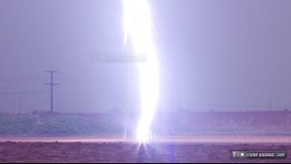 Incredible CLOSE lightning bolt with upward ground leaders Video and still image [upl. by Odab]