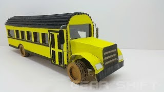 How to Make a School Bus  Cardboard School Bus wow amazing school bus made [upl. by Dallman]