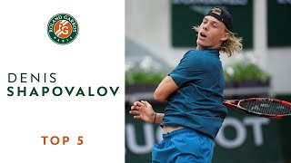 Denis Shapovalov  TOP 5  Roland Garros 2018 [upl. by Haidebez848]