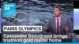 Paris Olympics Triathlon champion Cassandre Beaugrand brings gold medal home • FRANCE 24 [upl. by Indnahc]