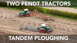 Two Fendt Tractors Ploughing Together [upl. by Aisekal]