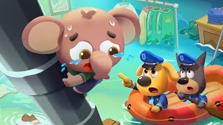 Police Rescue in Flooded Roads  Safety Cartoon  Kids Cartoons  Sheriff Labrador  BabyBus [upl. by Ennayk]