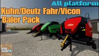 Kuhn  DeutzFahr  Vicon Baler Pack  New mod for all platforms on FS22 [upl. by Wollis]