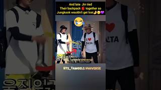 Remember When Jin their backpack 🎒 together so Jk wouldnt get lost 🤭🤣jungkook jin bts btsarmy [upl. by Japha]