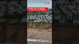 Drone Reveals Coastal Erosion On Englands Coast Homes  N18S  shortsvideo  climatechange [upl. by Trahurn]