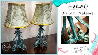 DIY Lampshade Makeover on Iron Lamp Design with Decoupage Paper and Crackle Texture Paint [upl. by Ganny]