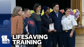 Teachers CPR AED training saved bus drivers life [upl. by Nailluj]