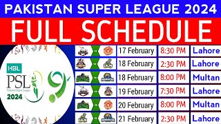 PSL 2024 All Matches Schedule  Full schedule of Pakistan super League 2024  Dates Venue amp Timing [upl. by Asilaj]