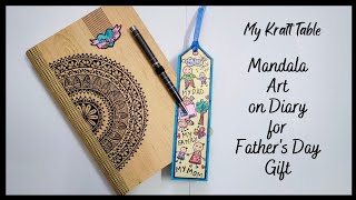 Mandala Art on Diary Cover  DIY Fathers Day Gift [upl. by Ludmilla]