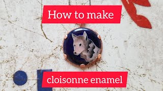 How to make a cloisonne enamel wolf pendant made out of copper fine silver wires and glass enamel [upl. by Niamert238]