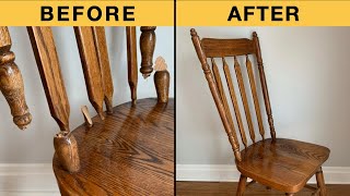 Broken Chair Back Repair with a Lathe Shave Horse amp Furniture Restoration Skills  Fixing Furniture [upl. by Arag]