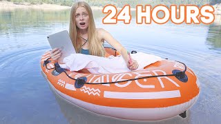 Surviving 24 HOURS Overnight ON A LAKE Challenge [upl. by Ymereg873]