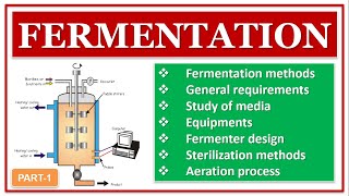 FERMENTATION  PART1  GENERAL REQUIREMENTS  FERMENTER DESIGN  DIFFERENT PARTS AND FUNCTION OF IT [upl. by Lull]