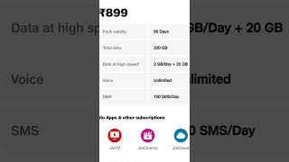 jio Recharge Plan 5G Unlimited free Data 899 jio5g jiorechargeplan jiorecharge [upl. by Einolem]