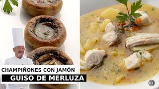 CHAMPIÑONES a la plancha con jamón  GUISO de MERLUZA  Cocina Abierta de Karlos Arguiñano [upl. by Rora]