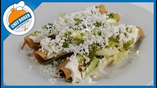 TACOS DORADOS DE POLLO con su salsa verde y sopa Receta 476  Chef Roger [upl. by Nroht]