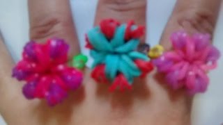 ♥ Como fazer Anel de Flor com elástico passo a passo LoomBands sem tear ♥ [upl. by Catherina]