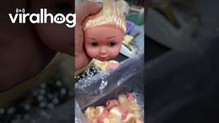 Doll Maker Inserts Eyes and Sews Hair  ViralHog [upl. by Wood]