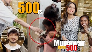 Munawar Faruqui Gave 500rs To Kids While Promoting His Song Halki Halki Si With Hina Khan [upl. by Yelnoc]