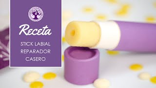 Receta stick labial reparador casero  Cosmética Natural Casera Shop [upl. by Annoled]