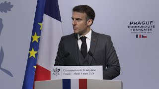 A Prague Macron appelle les alliés de lUkraine à quotne pas être lâchesquot  AFP Images [upl. by Liatrice]