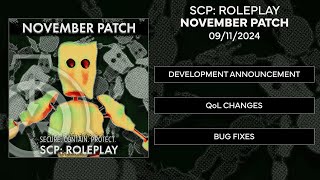 SCP Roleplay  November Patch and Announcement [upl. by Keg]