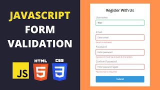 JavaScript Form Validation  JavaScript Beginner Projects [upl. by Derreg281]