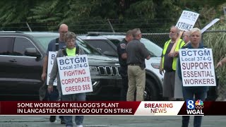 Some workers go on strike at Landisville Pa Kelloggs plant [upl. by Aneehs]